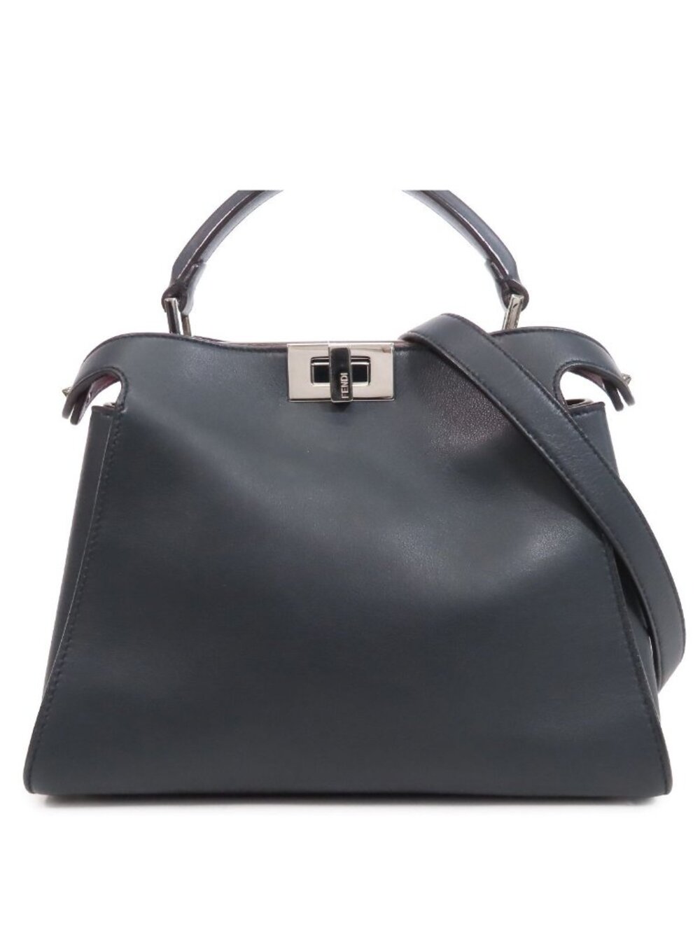 Fendi Peekaboo Navy Leather 2-Way Shoulder Bag